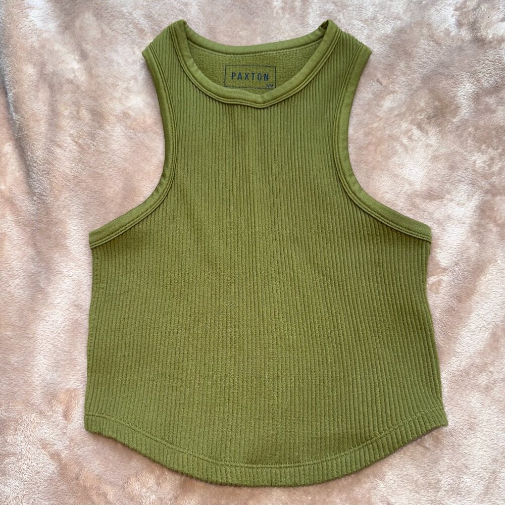Paxton Ribbed Olive Green Sleeveless Tank Top - Size S/M